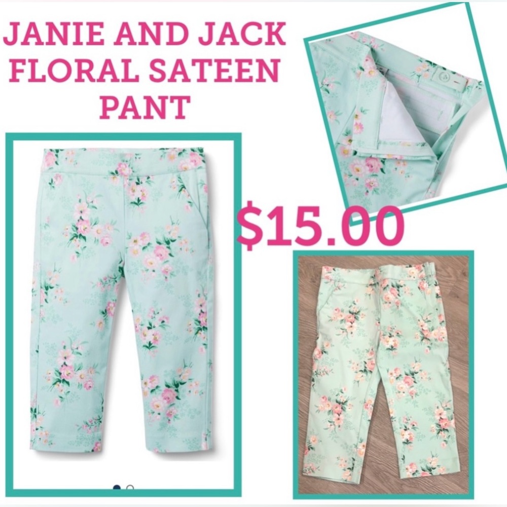 JANIE AND JACK FLORAL SATEEN PANT